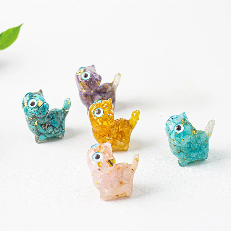 FREE Today: Strength and Protection Crystal Drip Resin Small Cat Statue Decoration