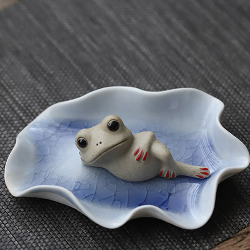 Buddha Stones Meditating Ceramic Small Frog Statue Decoration