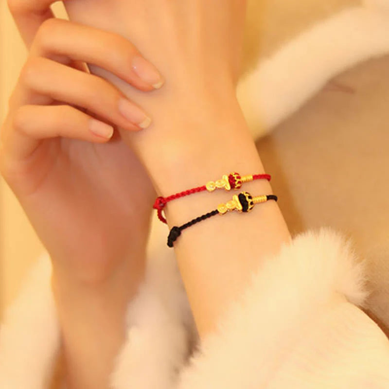 Buddha Stones Formless Buddha Lotus Knot Red String Protection Braided Bracelet