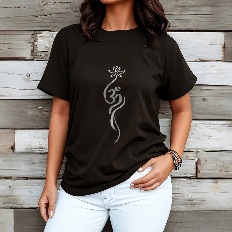 Buddha Stones Lotus Flower Om Design Tee T-shirt