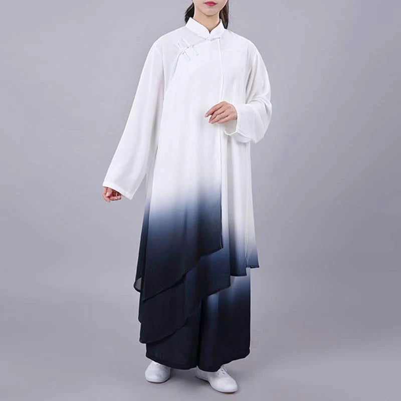 Buddha Stones Gradient Painting Meditation Prayer Spiritual Zen Tai Chi Qigong Practice Unisex Clothing Set