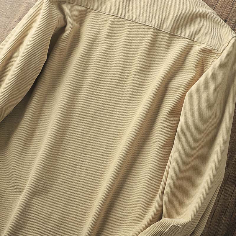 Buddha Stones Lapel Corduroy Solid Color Men's Long Sleeve Cotton Thickened Jacket With Pockets