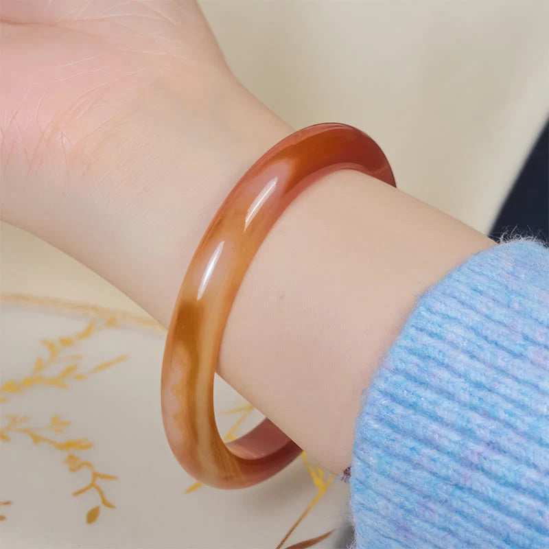 Buddha Stones Veined Pattern Red Agate Calm Cuff Bangle Bracelet