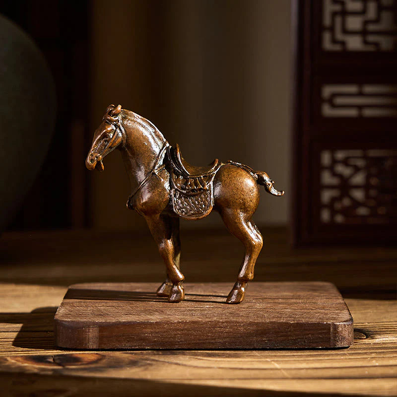 Buddha Stones Ancient Year of the Horse Alloy Home Decoration 7.5*2.6*7 cm