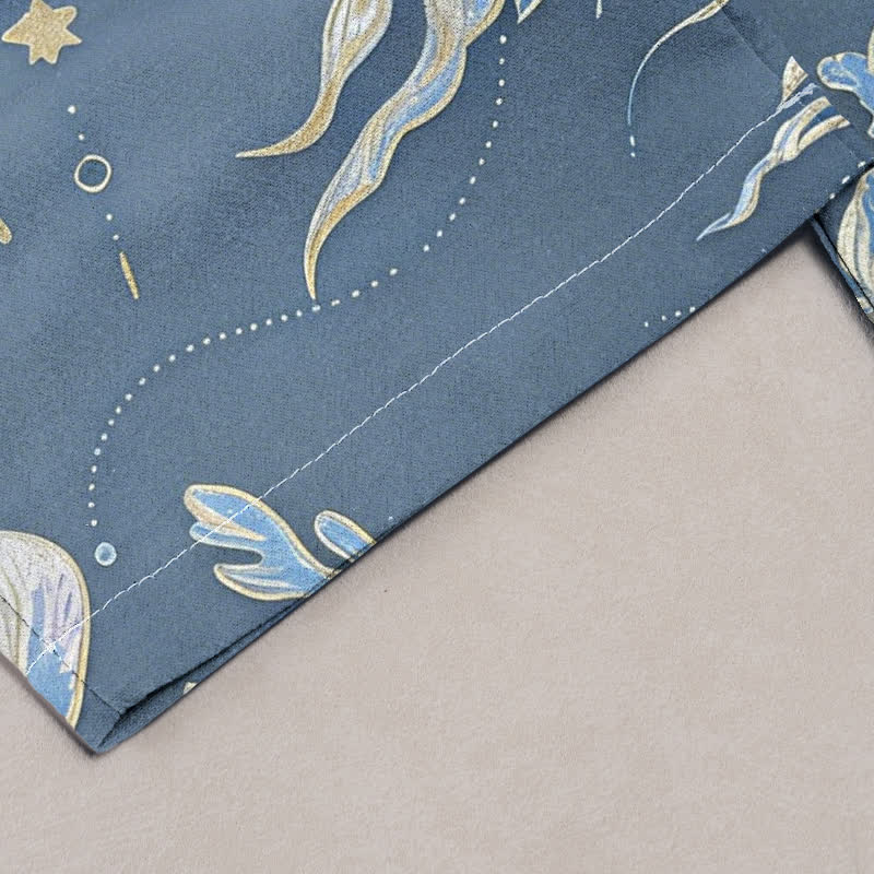 Buddha Stones Jellyfish Pattern Women's Pure Cotton Elastic Waist Pants With Pockets