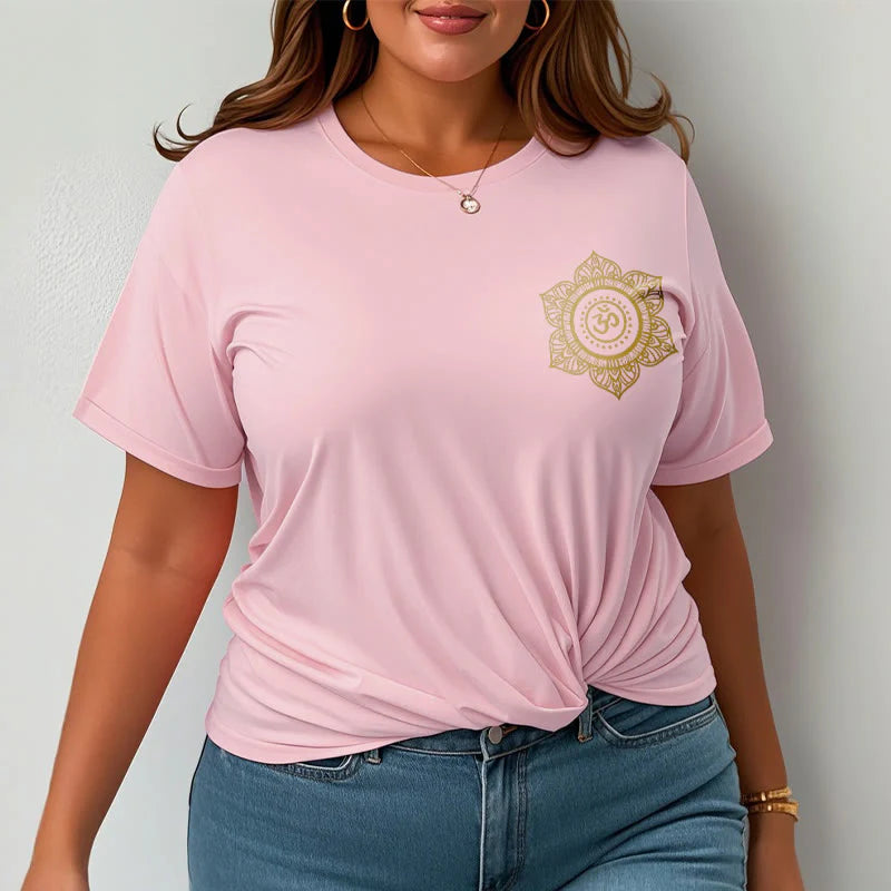 Buddha Stones Golden Mandala OM Pattern Tee T-shirt