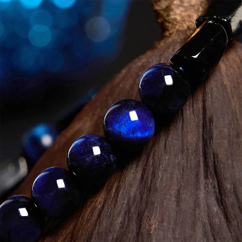 Buddha Stones Wishing You Strength and Clarity Blue Tiger Eye Bracelet Includes Gift Message Card