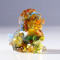 Buddha Stones Handmade Liuli Crystal Lion Art Piece Strength Home Office Decoration