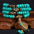 Buddha Stones Tibetan 108 Beads TurquoiseÂ Dzi Bead Wisdom Balance Mala
