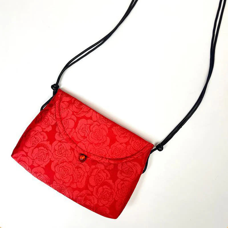 Buddha Stones Retro Flowers Pattern Polyester Cotton Embroidery Crossbody Bag Hangbags
