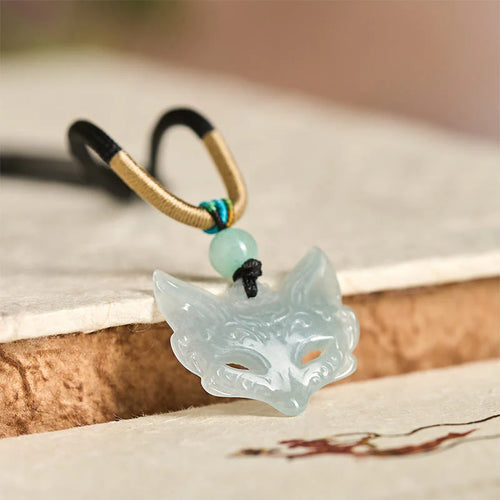 Buddha Stones Fox Mask Prosperity Luck Rope Necklace Pendant