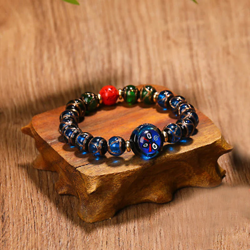 Buddha Stones Tibetan Five God of Wealth Thangka Liuli Glass Bead Chinese Zodiac Protection Bracelet (Extra 35% Off | USE CODE: FS35)