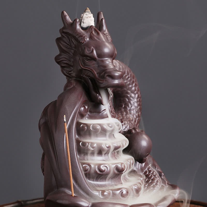 Buddha Stones Dragon Pattern Success Ceramic Incense Burner Decoration