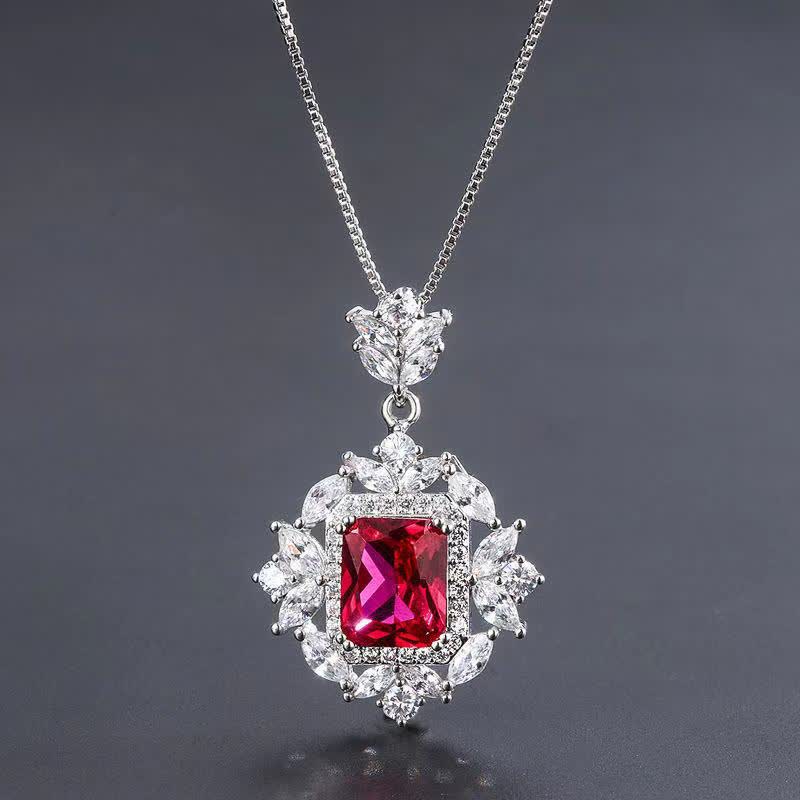 Buddha Stones Emerald Crystal Red Corundum Confidence Courage Ring Earrings Necklace Pendant