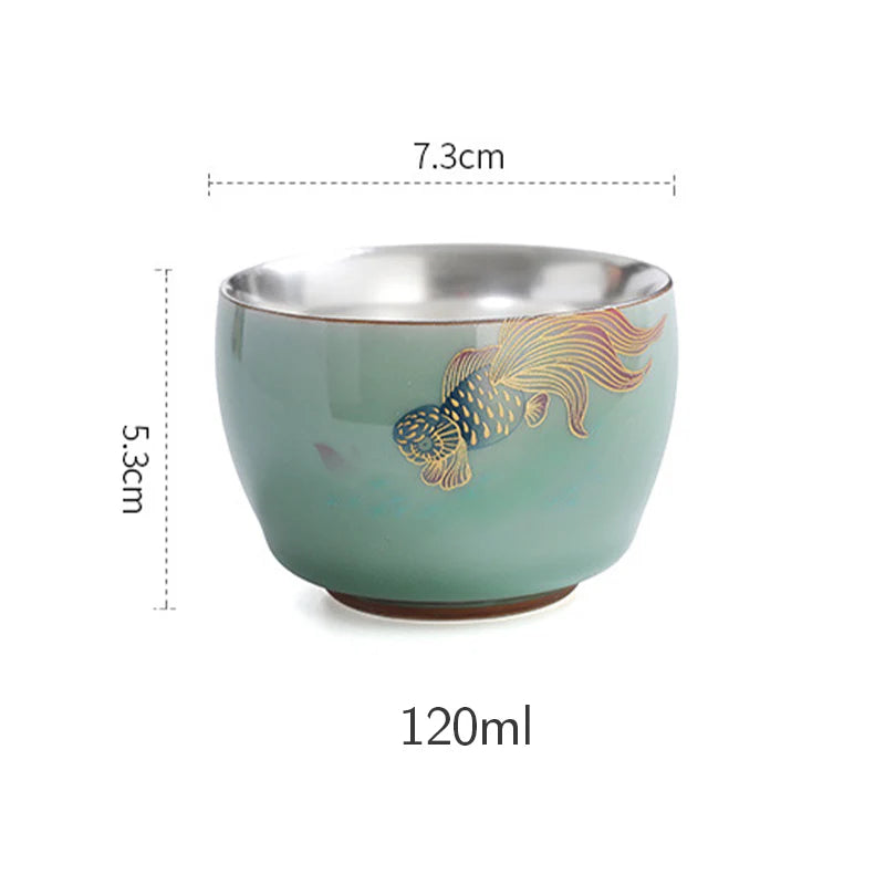 Buddha Stones Butterfly Goldfish Lotus Koi Fish Ceramic Teacup Kung Fu Tea Cup 120ml (Extra 35% Off | USE CODE: FS35)