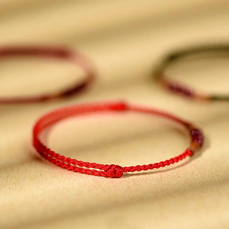 Buddha Stones Cinnabar Beads Peach Wood Blessing String Bracelet