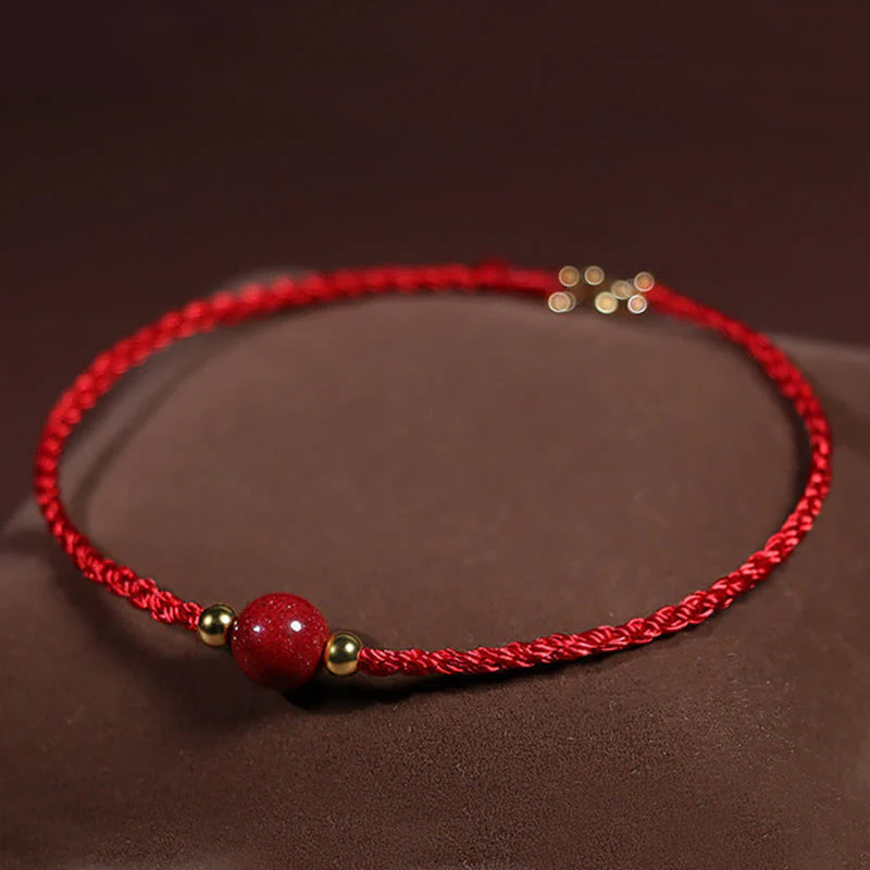 Buddha Stones Cinnabar Red String Blessing Keep Away Evil Spirits Bracelet