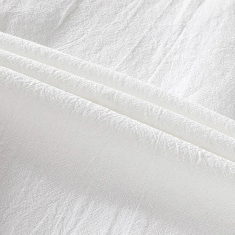 Buddha Stones Vintage Casual Plain Single Breasted Three Quarter Sleeve Men's Cotton Linen Shirt With Pocket