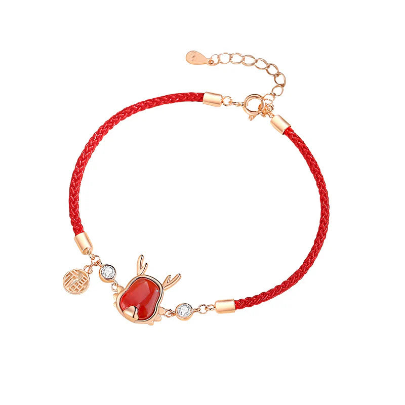 âââA Flash Sale- Buddha Stones 925 Sterling Silver Year of the Dragon Natural Red Agate Dragon Attract Fortune Fu Character Strength Bracelet Necklace Pendant Earrings