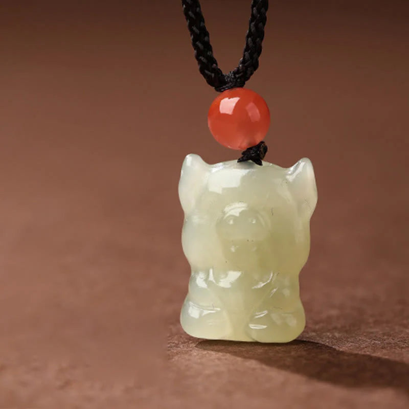 Buddha Stones Chinese Zodiac Year Of The Horse Jade South Red Agate Prosperity Necklace Pendants