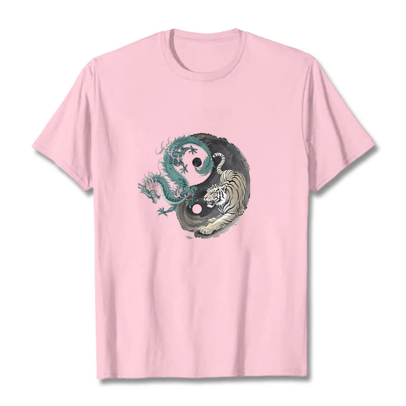 Buddha Stones Tiger Dragon Yin Yang Cotton Tee T-shirt