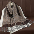 Buddha Stones Winter Ethnic Tibetan Jacquard Paisley Printing Pattern Tassel Cozy Scarf Shawl