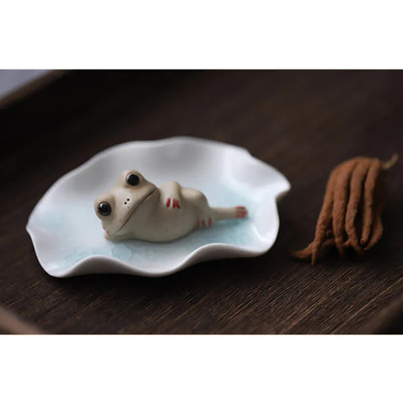 Buddha Stones Meditating Ceramic Small Frog Statue Decoration