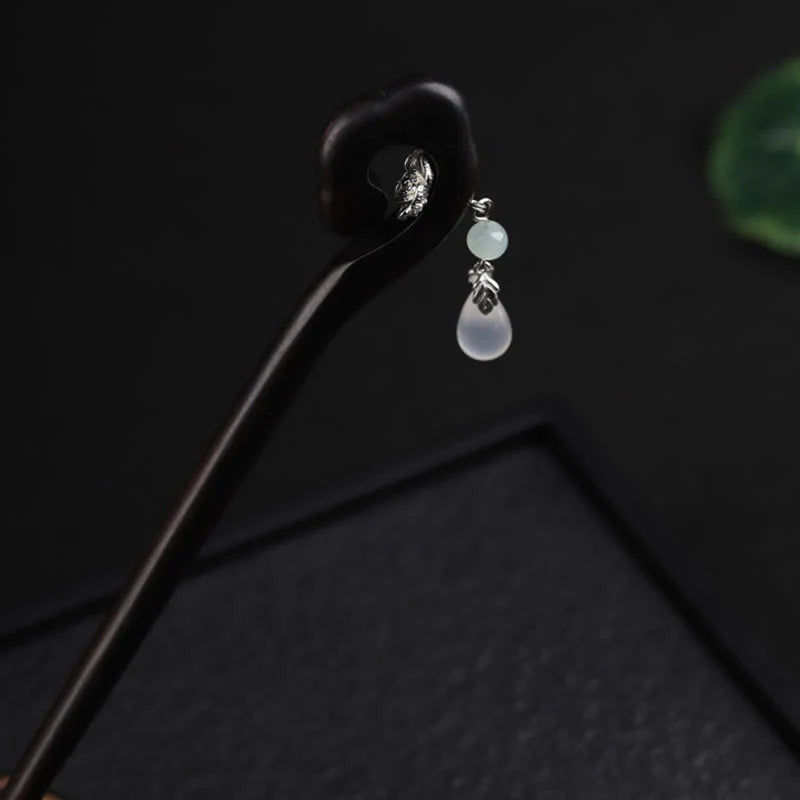 Buddha Stones Ebony Auspicious Cloud Courage Hairpin