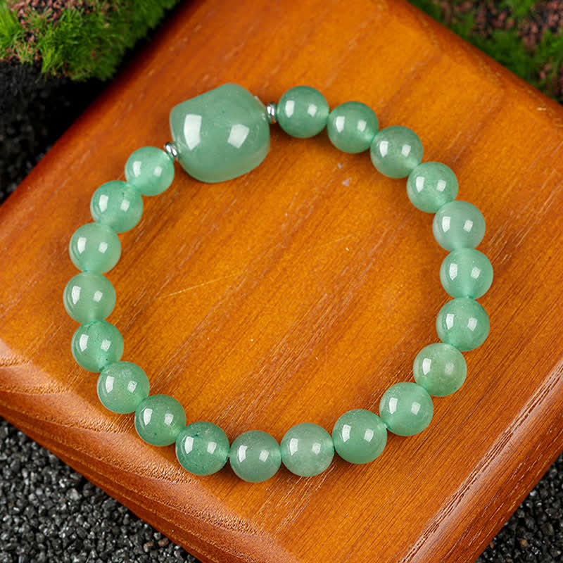 Buddha Stones Cute Cat Design Blue Lace Agate Clear Quartz  Beaded Bracelet