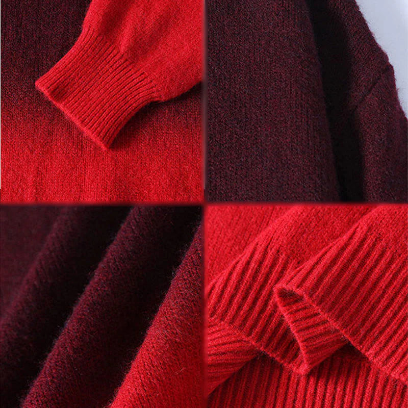 Buddha Stones Winter Stand Collar Gradient Color Design Warm Men's Long Sleeve Knitted Sweater