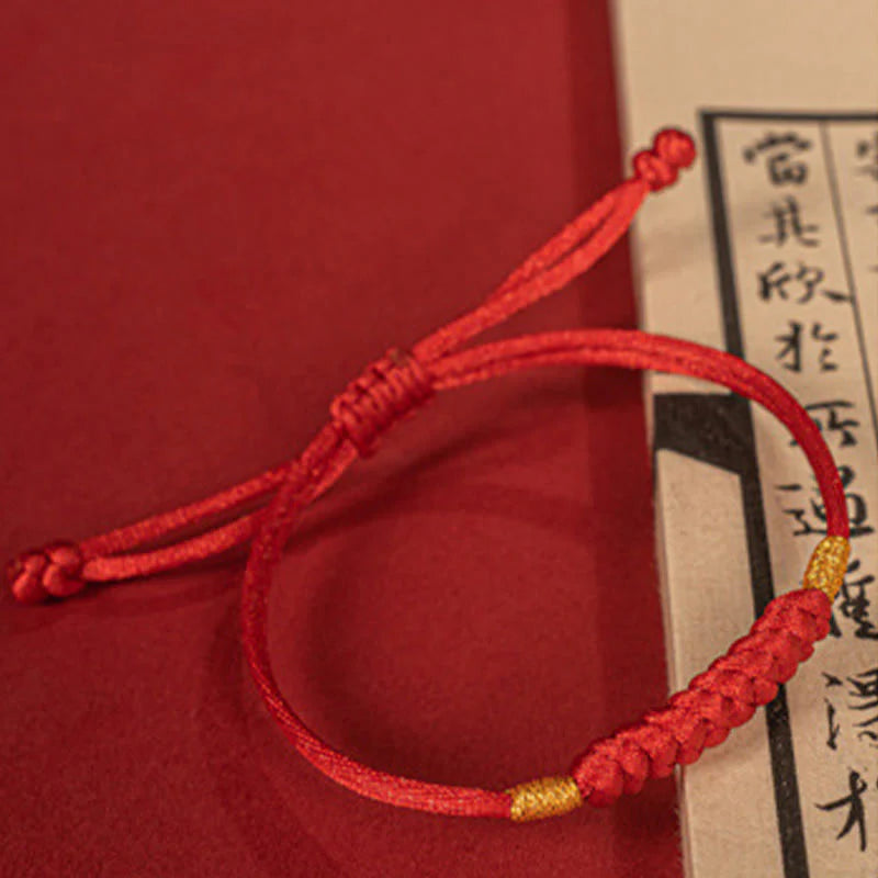 Buddha Stones Handmade Braided Red String Happy Knot Flat Knot Colorful Rope Bracelet