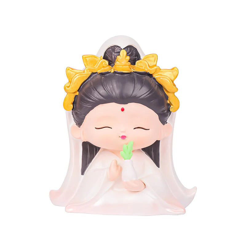 Buddha Stones Meditation Avalokitesvara Lotus Boy Girl Resin Statue Harmony Home Decoration