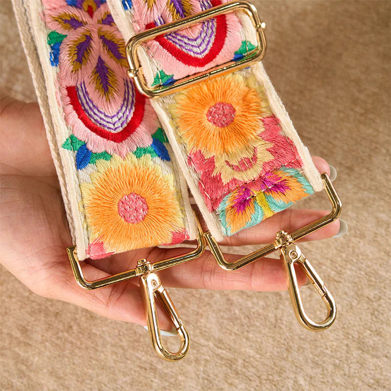 Buddha Stones Multicolor Sunflower Embroidery Adjustable Handbags Crossbody Shoulder Bag Straps