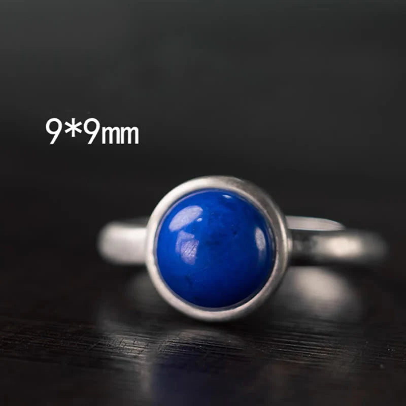 Buddha Stones Natural 925 Sterling Silver Lazurite TurquoiseÂ Adjustable Balance Ring