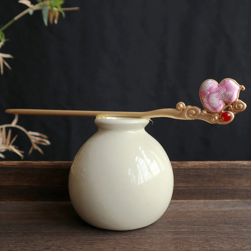 Buddha Stones Gourd Red Agate Bead Calm Confidence Hairpin