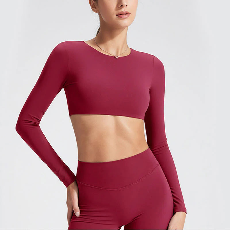 Buddha Stones Long Sleeve Backless Bra Sports Fitness Yoga Women's Tank Top