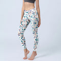 Buddha Stones White Multi Color Block Print Gym Leggings Women's Yoga Pants