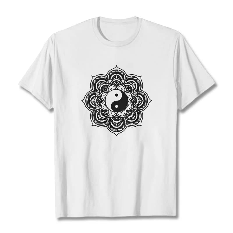 Buddha Stones Mandala Yin Yang Cotton Tee T-shirt