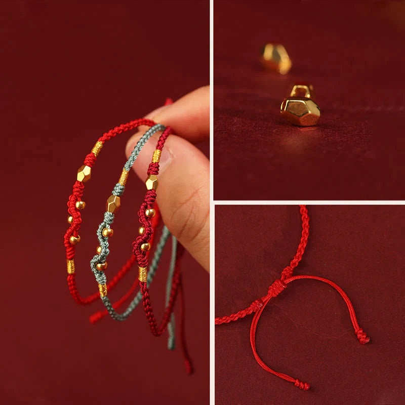 Buddha Stones 999 Gold Year of the Snake Mini Gold Bead Handmade Luck Protection Braided Bracelet (Extra 30% Off | USE CODE: FS30)