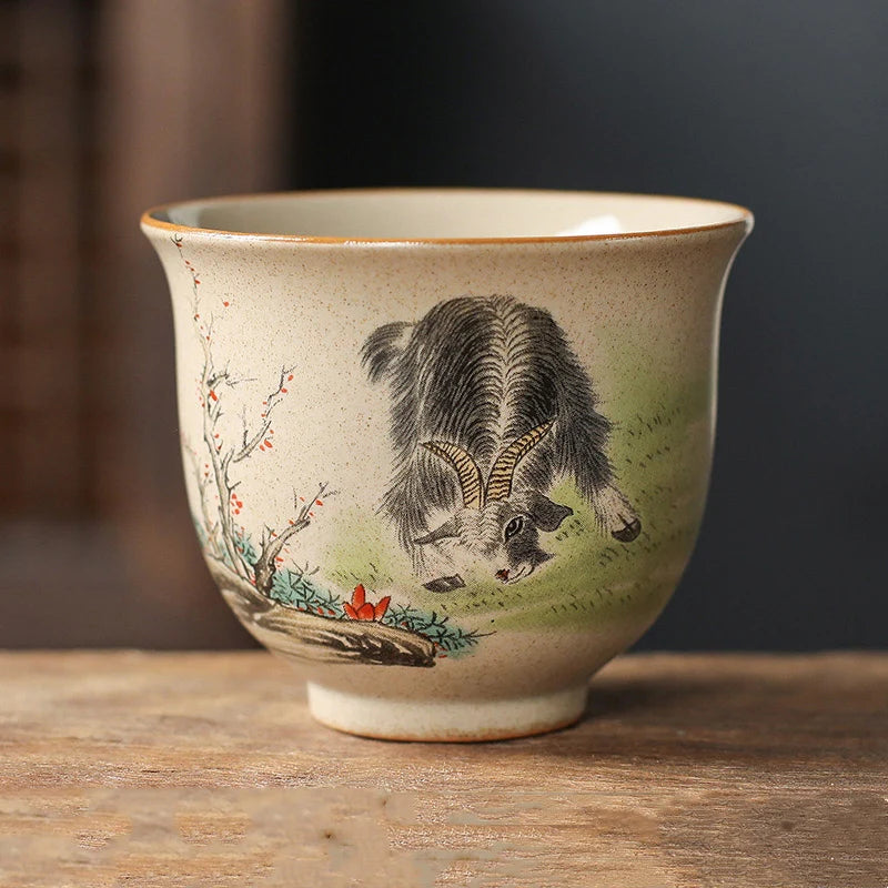 Buddha Stones 12 Chinese Zodiac Ceramic Teacup Kung Fu Tea Cup 130ml
