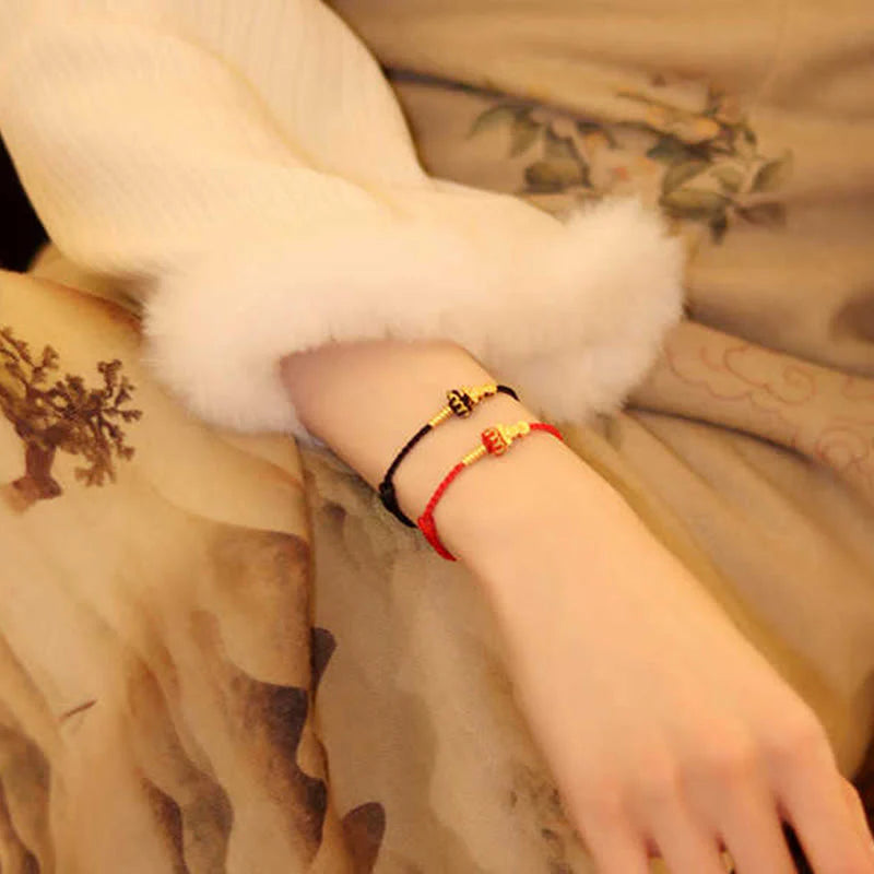 Buddha Stones Formless Buddha Lotus Knot Red String Protection Braided Bracelet