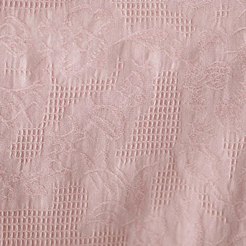 Buddha Stones Spring Plain Embroidered Flower Pattern Button Women's Long Sleeve Cotton Lapel Shirt