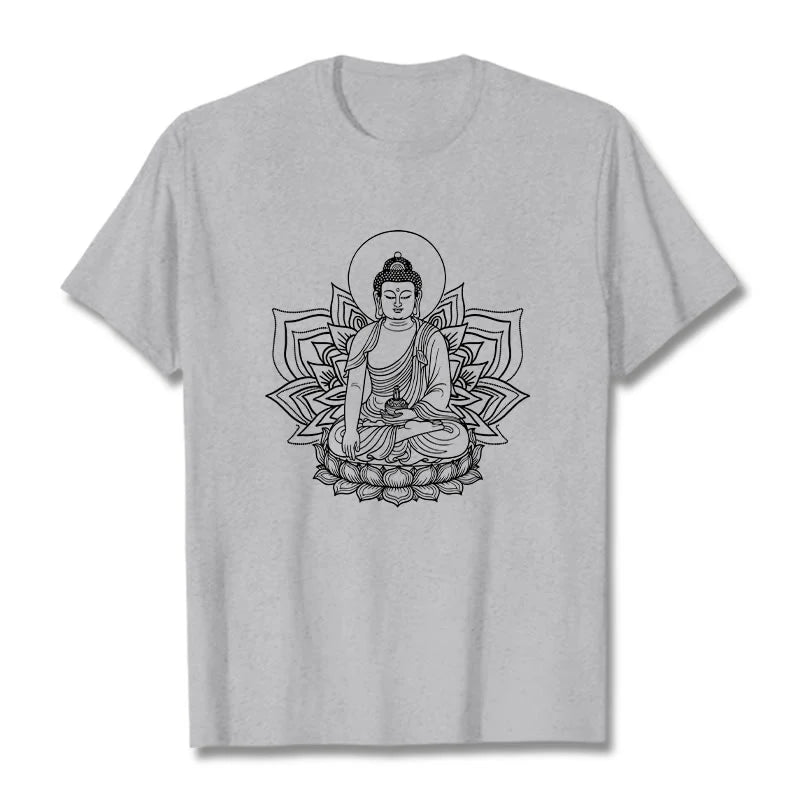 Buddha Stones Medicine Buddha Seated On A Lotus Pedestal Tee T-shirt