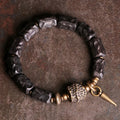 Buddha Stones Ebony Wood Copper Balance Protection Couple Bracelet