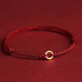 Buddha Stones Small Peace Buckle Braided String Adjustable Connection Bracelet Anklet