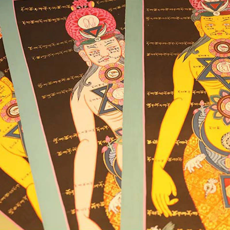 Buddha Stones Tibetan Thangka Painting Healing Handmade Decoration(Random Style)