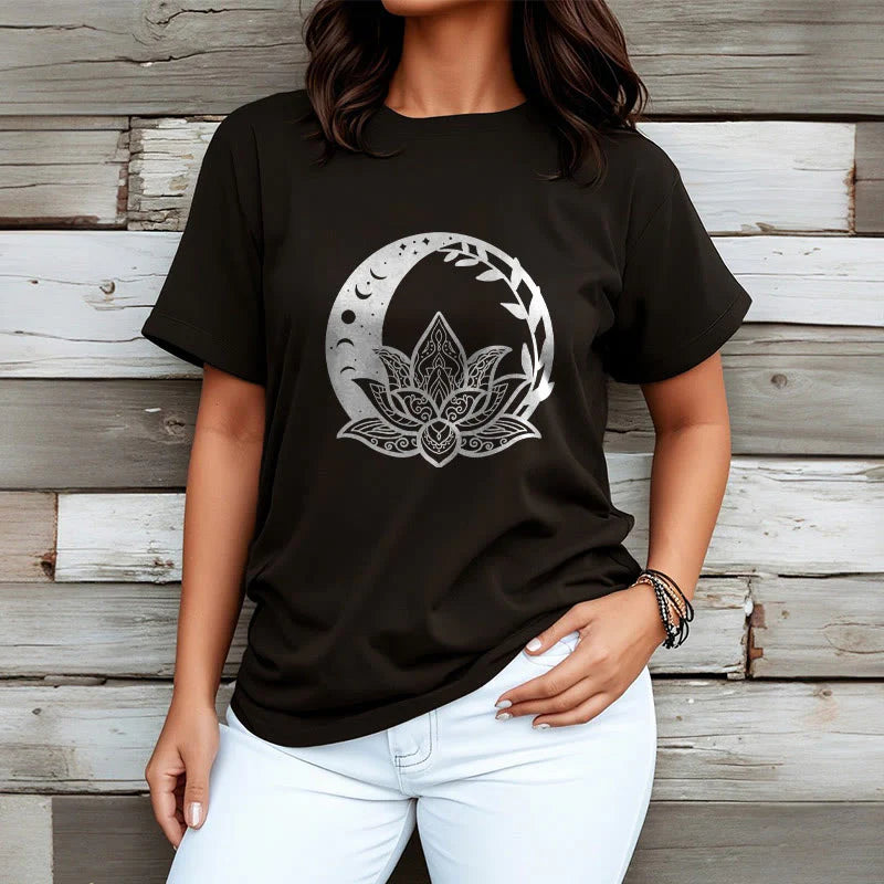 Buddha Stones Lotus Flower Sun Moon Intertwining Vines Tee T-shirt