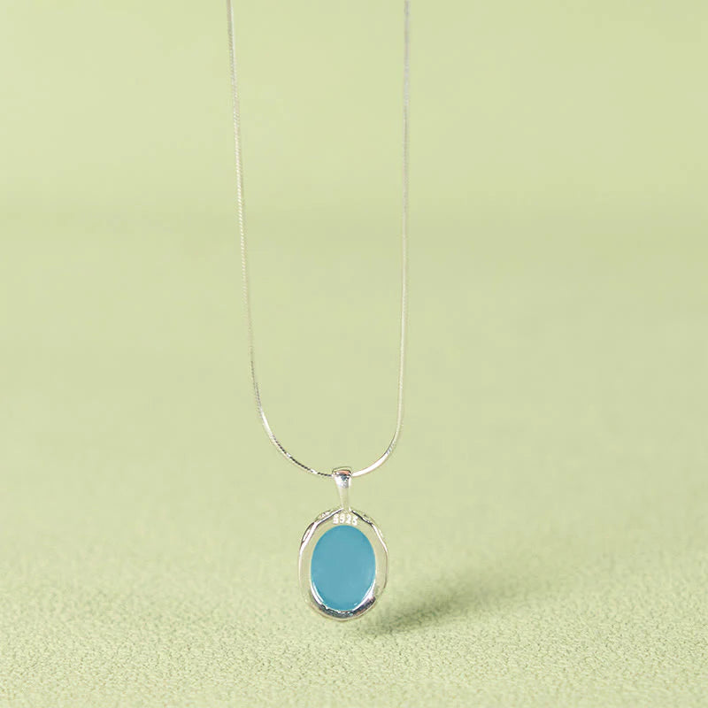 Buddha Stones 925 Sterling Silver Aquamarine Healing Clavicle Chain Necklace Pendant