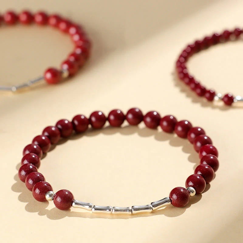 Buddha Stones Cinnabar 925 Sterling Silver Calm Concentration Bracelet