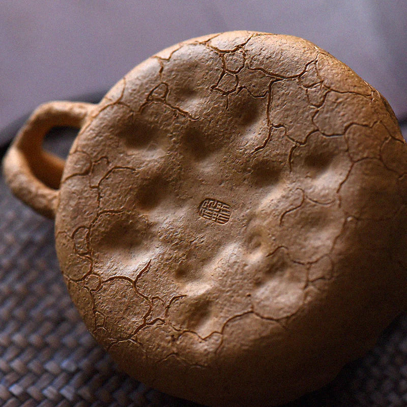 Buddha Stones Handmade Vintage Tree Texture Purple Clay Kung Fu Teapot 220ml